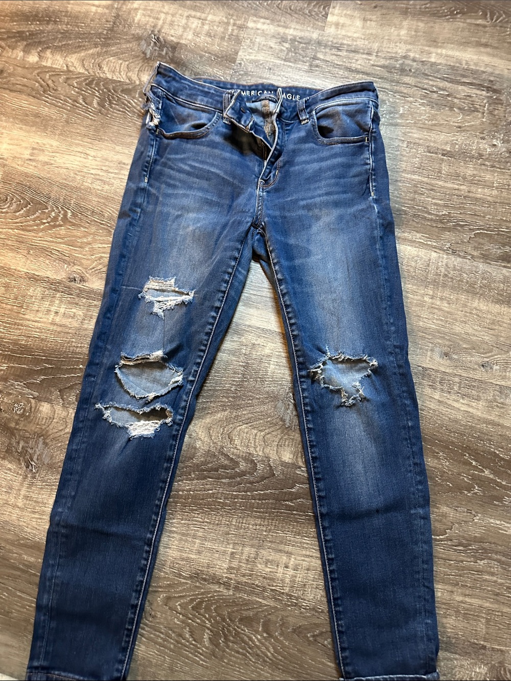 American Eagle Outfitters Distressed Dark Blue Skinny Jeggings